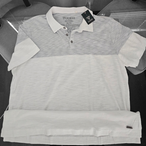 Guess Gray Polo Shirt Color Block XL White Gray Slub - Picture 1 of 7